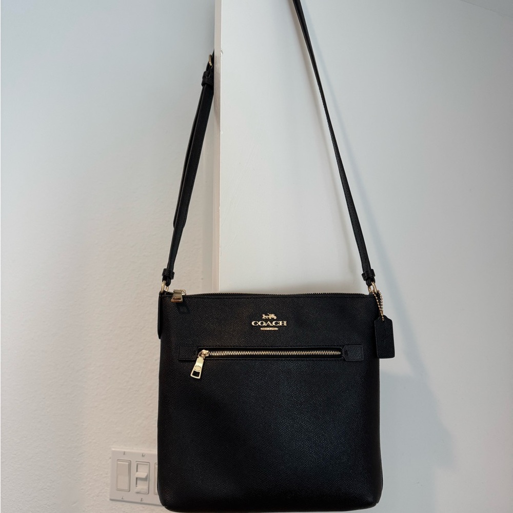 Coach Black Crossbody Bag with Gold Accents